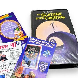 Vintage The Nightmare Before Christmas VHS Black Clamshell W/ Insert Adverts